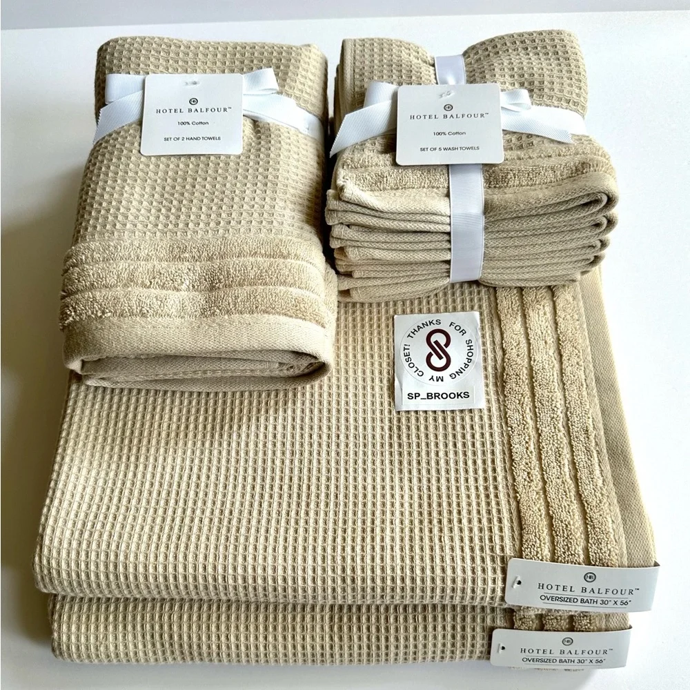 🎁Hotel Balfour Oversized Bath Towel Set - 9 Pieces - Truelinen